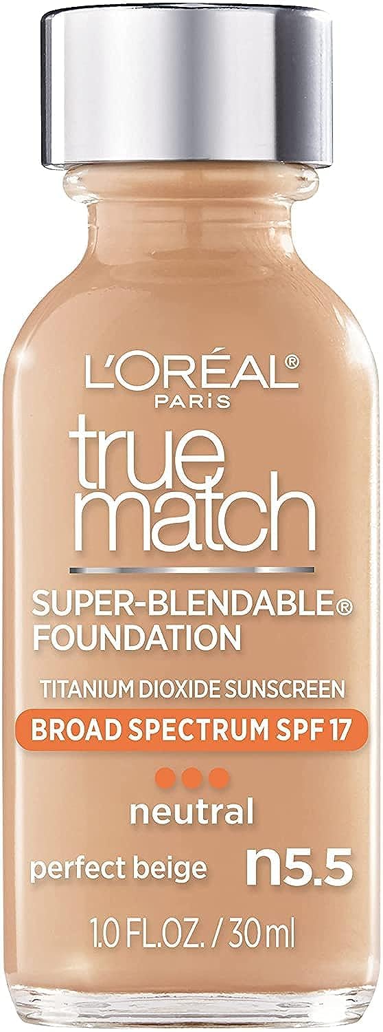 L’Oréal Paris Makeup True Match Super-Blendable Liquid Foundation, Perfect Beige N5.5, 1 Fl Oz,1 Count