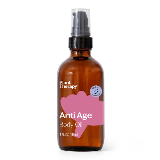 Plant Therapy Anti Age Body Oil 4 oz Locks in Moisture for Supple, Radiant Looking Skin, Helps Reduce the Appearance of Fine Lines, Made