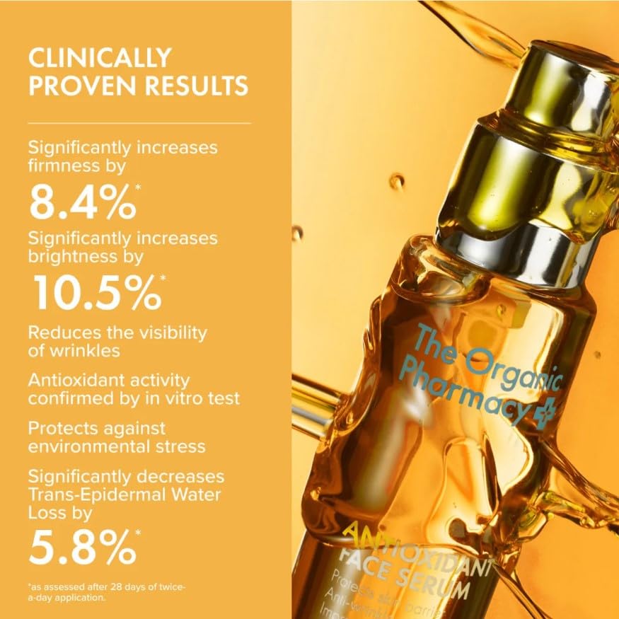 The Organic Pharmacy Antioxidant Face Firming Serum for All Skin Types, Antioxidants Reducing Puffiness, Fine Lines and Wrinkles, Brightens Acne