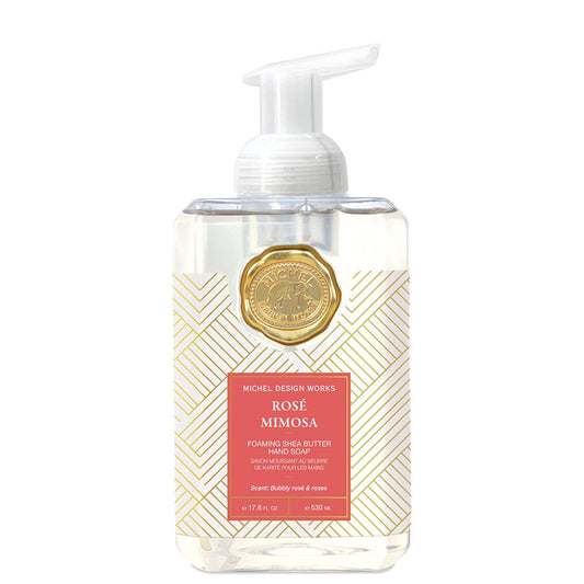 Michel Design Works Foaming Hand Soap, Rose Mimosa, Beautiful Square Container with Pump