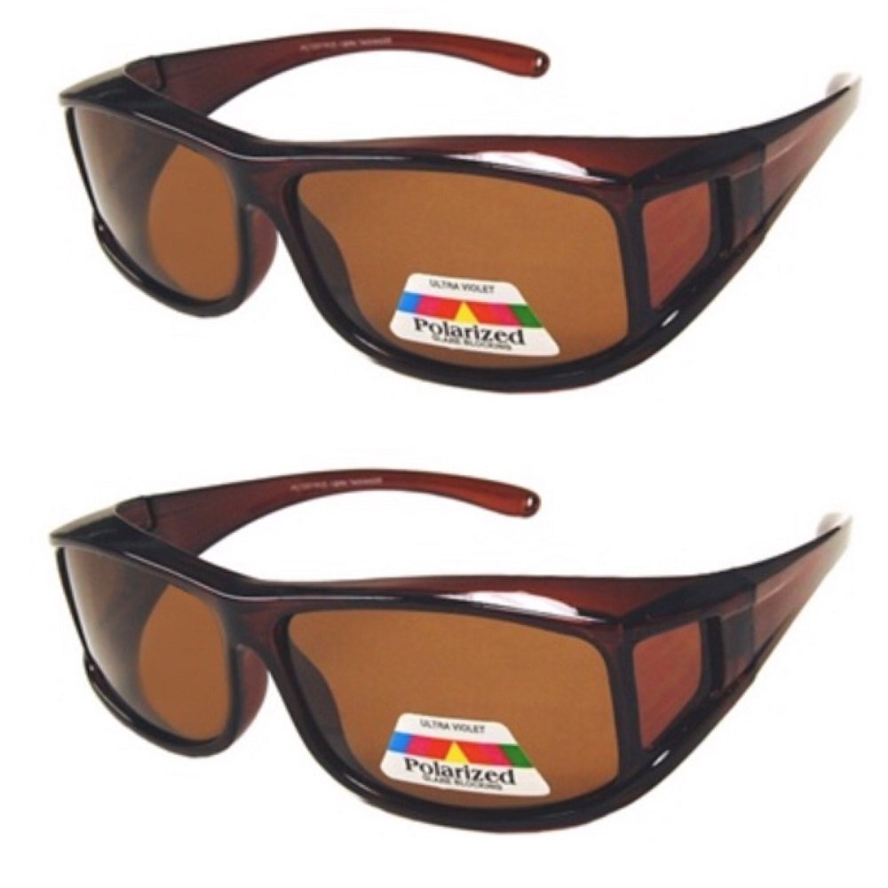 Pink Ribbon Shades 2 Pair Polarized Fit Over Wear Over Reading Glasses Sunglasses -PC70077POL-Italian Brown/Brown