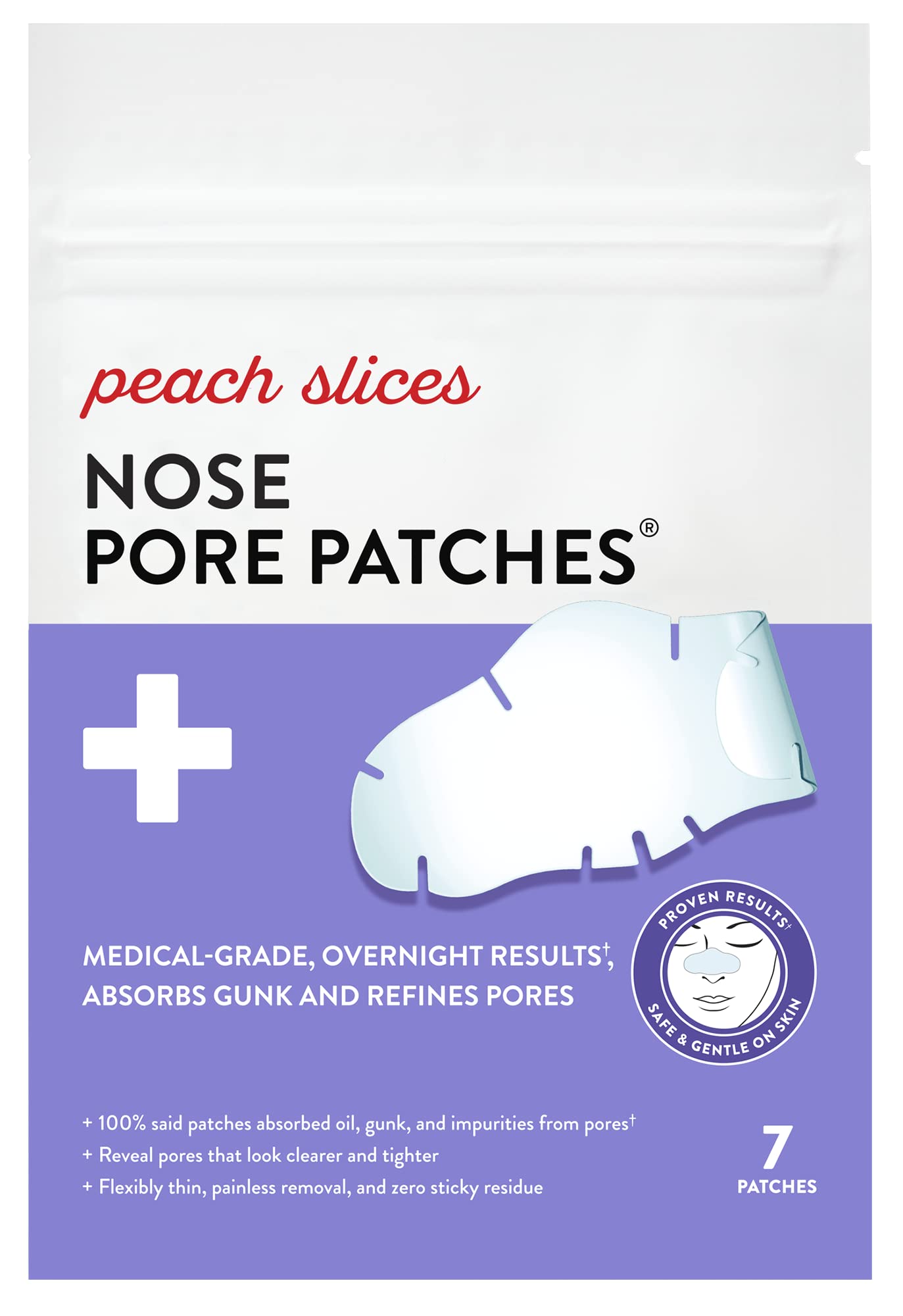 Peach Slices - Nose Pore Patches (7 ct) - Overnight Blackhead Remover - Pore Strips - Absorbs Gunk - Thin, Flexible & Painless - Hydrocolloid Patches Beauty and Personal Care Peach Slices