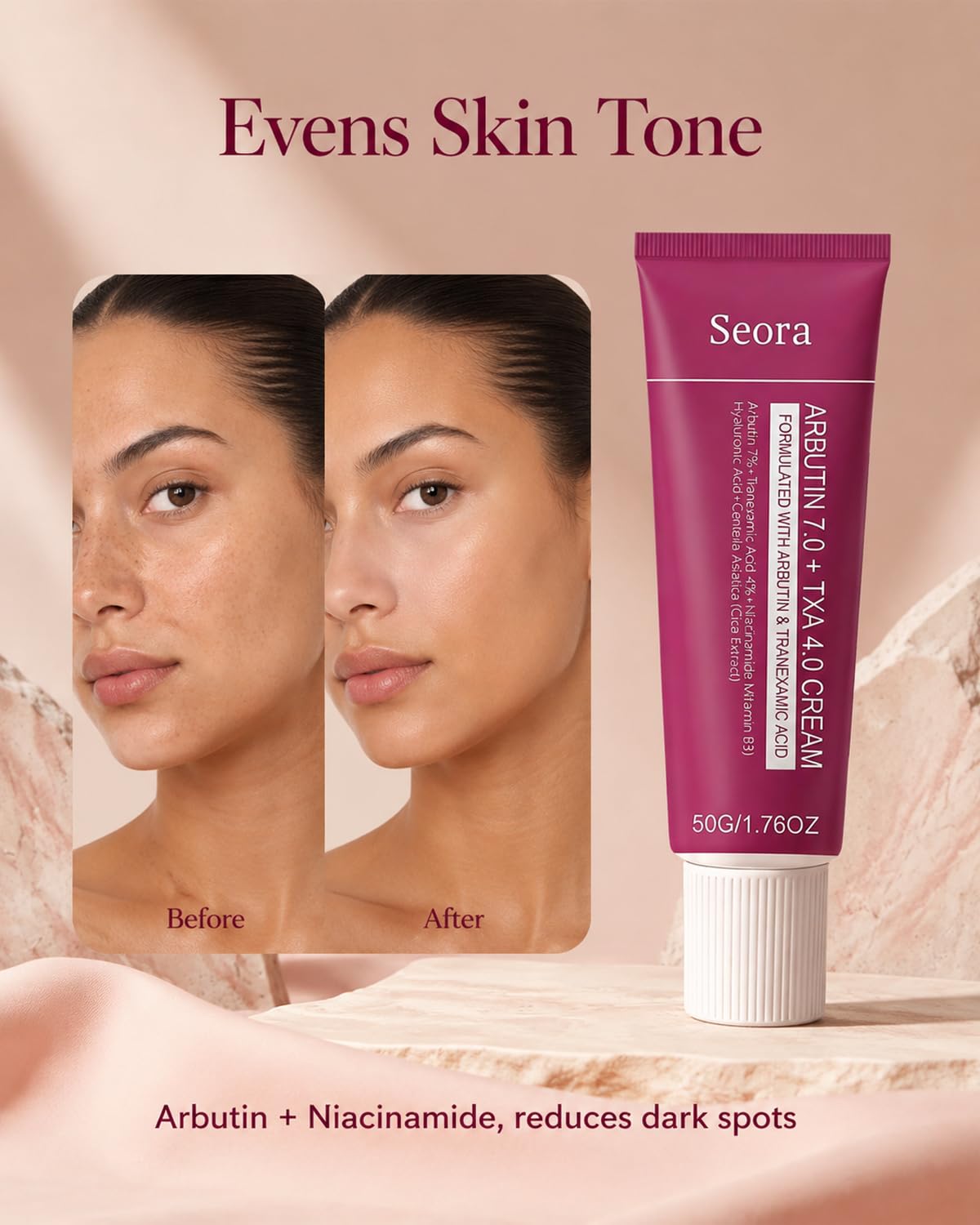 Korean Brightening Skincare Arbutin Cream, Moisturizer Hydrates, Evens Tone for Face Body and All Skin Types (1PCS)