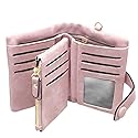 TOPKULL Bifold Small Rfid Soft Leather Ladies Trifold Wallets Billfolds Mini Wristlet Clutch Cute Zipper Coin Purse with Wrist Strap (Pink)