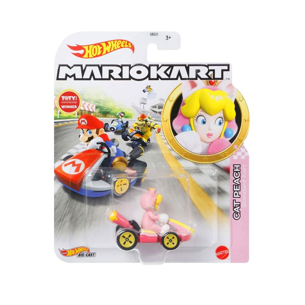 Hot Wheels Mario Kart Cat Peach, [Pink] Standard Kart