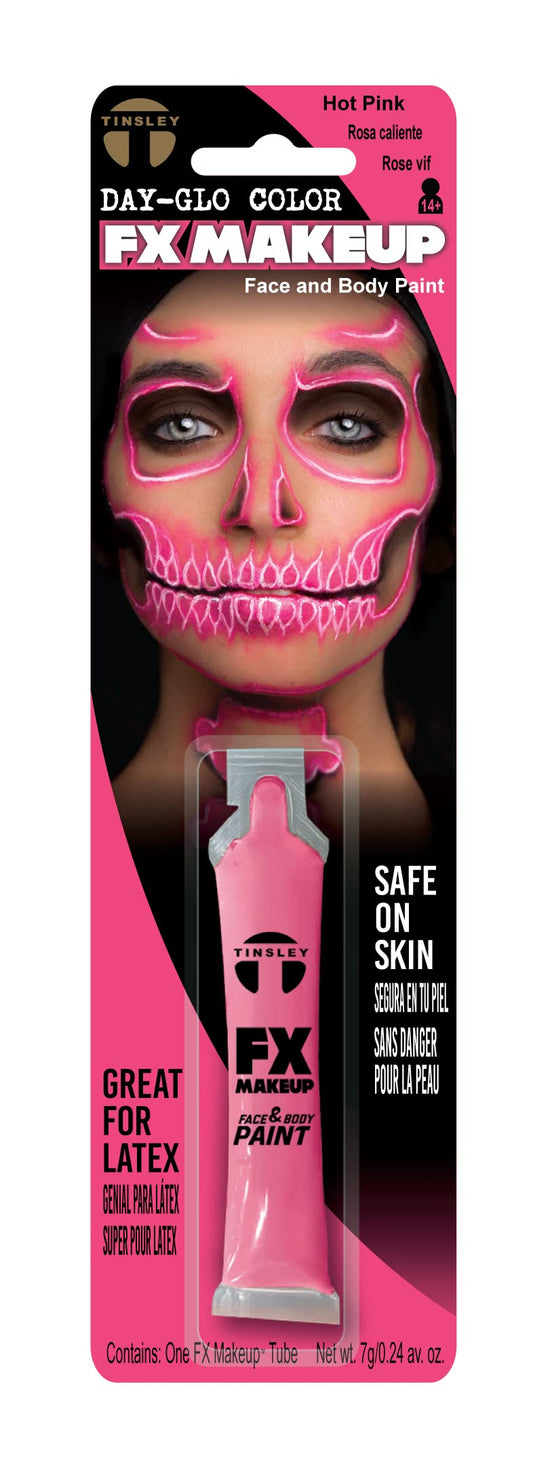 Tinsley Transfers FX Makeup - Face and Body Paint - Water-Based Cream - 7g / 0.24 oz Tube (DayGlo Hot Pink)