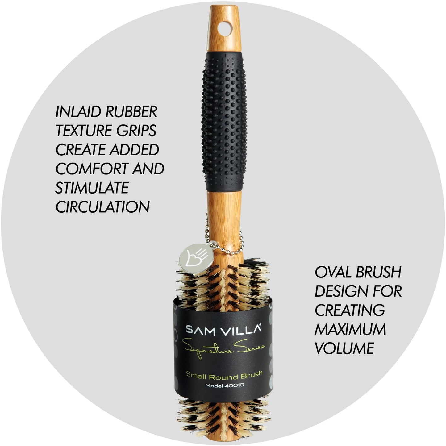 Sam Villa Signature Series Nylon & Boar Bristle Hair Brush 6-Piece Styling Brush Set with Case