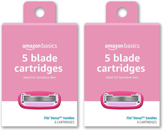 Amazon Basics Women's 5-Blade Razor Refills for Smooth Close Comfortable Shave, Moisturizing, Fits Venus Handles, 6 Cartridges (Pack of 2) Beauty and Personal Care Amazon Basics Default Title