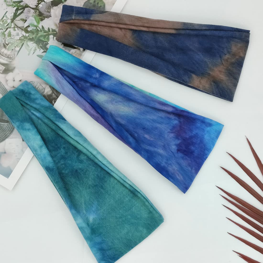 YONUF Headbands For Women Workout Wide Headband Yoga Head Bands For Women's Hair Accessories Fashion Band Tie Dye 6 Pack Beauty and Personal Care YONUF