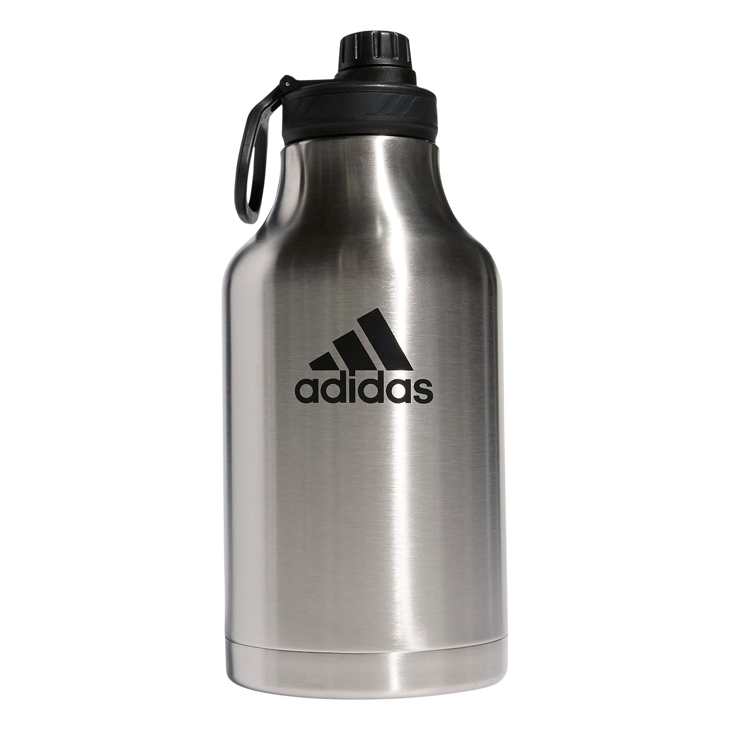adidas Water Bottle-Metal Insulated Leak-Proof Durable Sport Hydration, Stainless Steel/Black, 62 Ounces