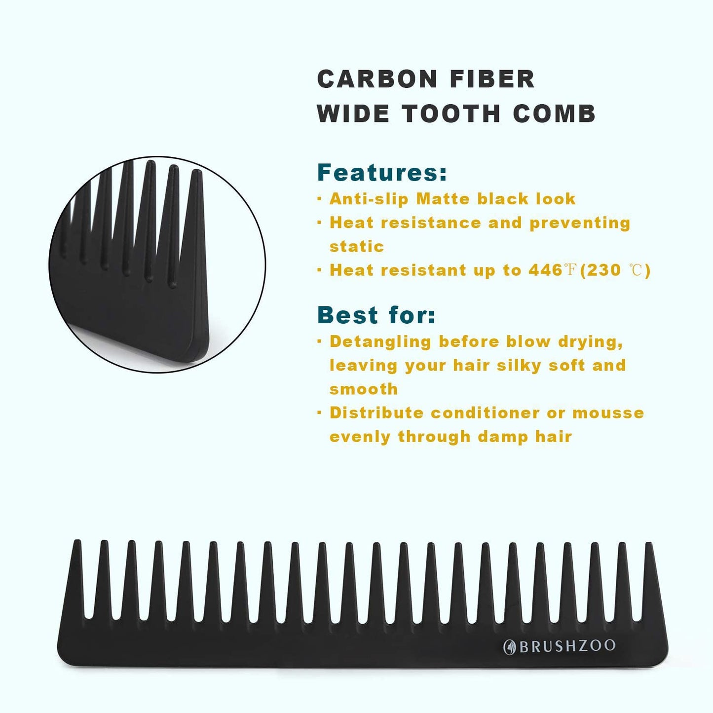 BRUSHZOO Hair Brush Set, Detangler Brush for Women Men Kid Detangling Styling Massaging, Curly Hair Brush for 3/4abc Wet Dry Hair (Black)