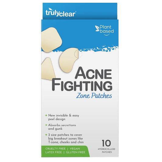 Truly Clear Large Acne Pimple Patches for Face & Body - 10 Count, Hydrocolloid Blemish & Zit Patches for Face & Body - Plant-Based, Cruelty-Free Acne