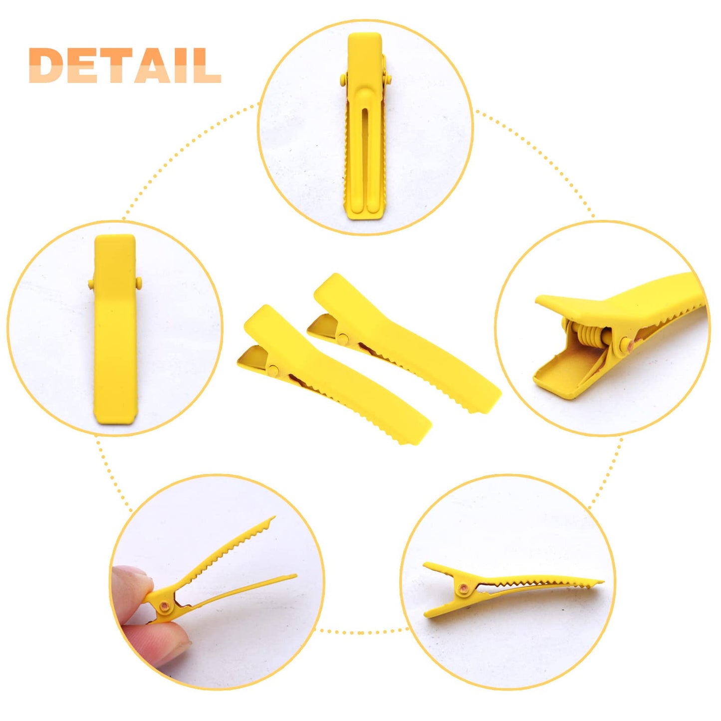 50pcs Colorful Alligator Duckbill Hair Clips Alloy Double Prong Curl Clips Sectioning Hairclips Non-slip Hairpin Barrettes for Women Hair Extensions