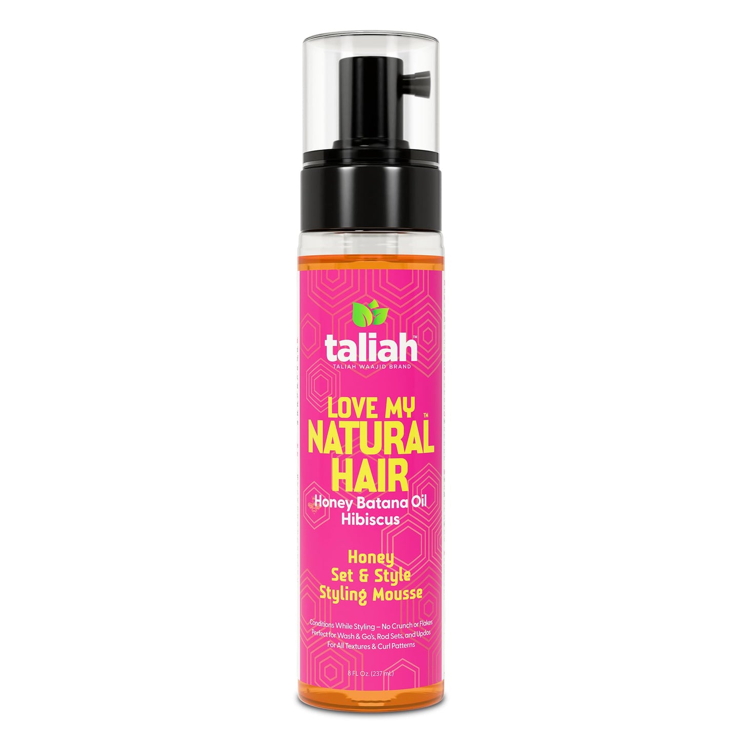 Taliah Waajid Love My Natural Hair Honey Set & Style Styling Mousse 8oz - Lightweight Foaming Mousse with Honey & Batana Oil - Curl Defining, Frizz