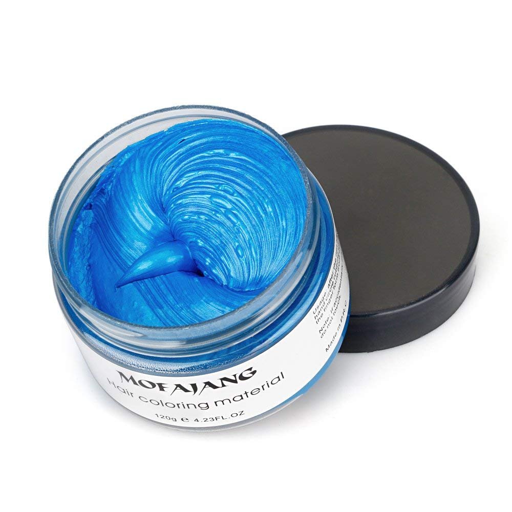 BeeShine Hair Coloring Wax, Blue Disposable Instant Matte Hairstyle Mud Cream Hair Pomades for Kids Men Women to Cosplay Nightclub Masquerade