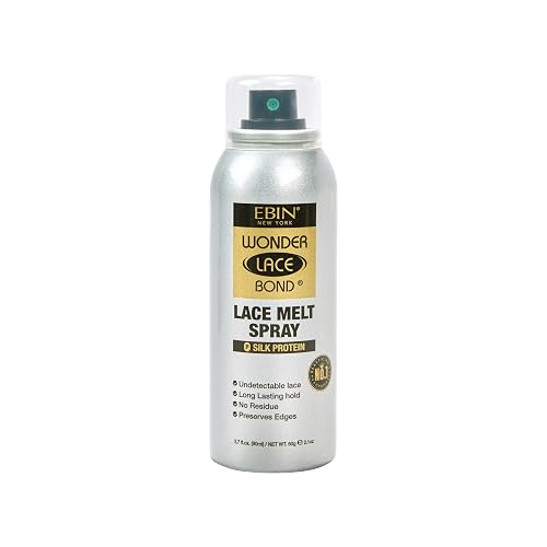 EBIN NEW YORK Wonder Lace Bond Lace Melt Aerosol Spray Silk Protein + Biotin | Extra Firm Hold Wig Adhesive Spray | Moisturizing Natural Finish | 2.7