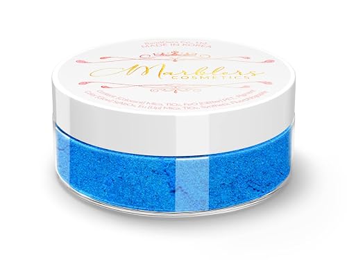 MARBLERS Fine Synthetic Mica Powder [Wonder Blue] 0.11oz (3g) | Highly Pigmented | Non-Toxic, Vegan, Cruelty-Free | Lip Gloss, Lipstick, Bath Bomb