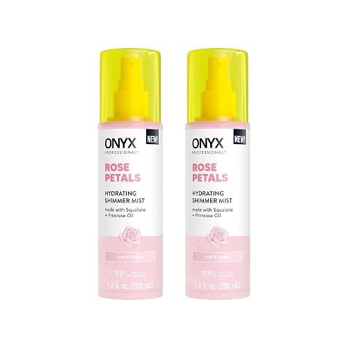Onyx Professional Hydrating Shimmer Mist with Squalane & Primrose Oil, Rose Petals, 6.5 fl oz, 2pk - Shimmer Hair and Body Mist Creates a Radiant Glow