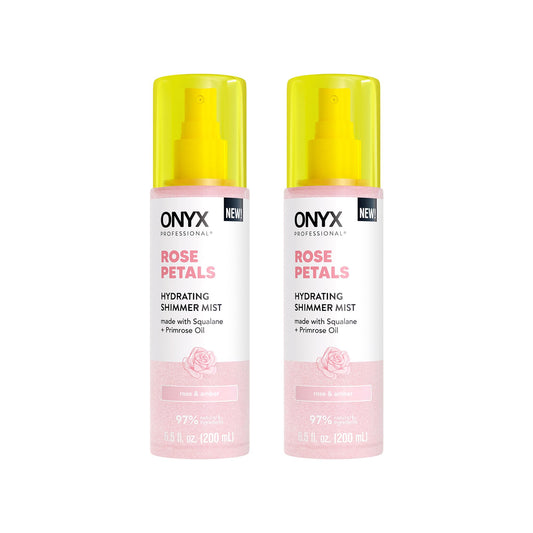 Onyx Professional Hydrating Shimmer Mist with Squalane & Primrose Oil, Rose Petals, 6.5 fl oz, 2pk - Shimmer Hair and Body Mist Creates a Radiant Glow