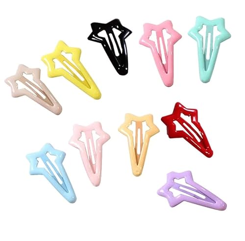 Duehut HLLMX 10 PCS Colorful Stars Duckbill Clip Hair Clip Non-slip Toddlers Colorful Cute Lovely Metal Hair Barrettes Hair Accessories for Kids Teens