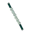 uxcell Women Beaded Rhinestone Satin Ribbon Bridal Belt Green
