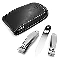 GERMANIKURE 3pc Travel Manicure Set - FINOX Stainless Steel Tools Handmade in Solingen Germany: Fingernail Clipper, Toenail Clipper, Glass Nail File