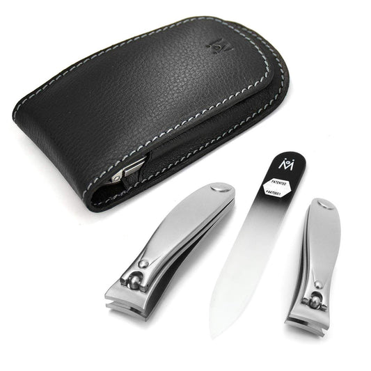 GERMANIKURE 3pc Travel Manicure Set - FINOX Stainless Steel Tools Handmade in Solingen Germany: Fingernail Clipper, Toenail Clipper, Glass Nail File