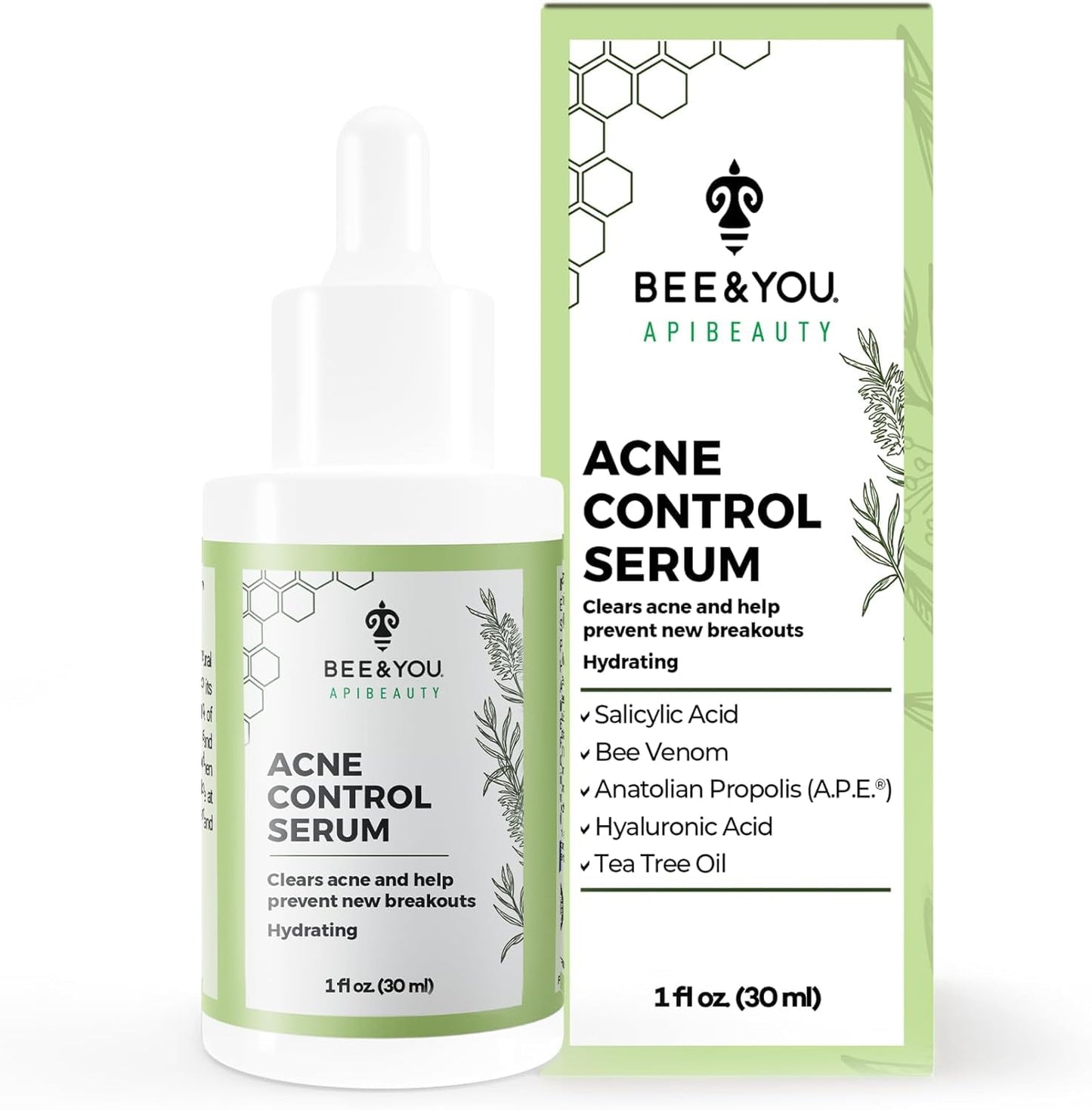 BEE and YOU Acne Treatment with Salicylic Acid, Bee Venom and 100% Natural Propolis Extract Acne Serum for Face and Body to Control and Clear Beauty & Personal Care BEE & YOU