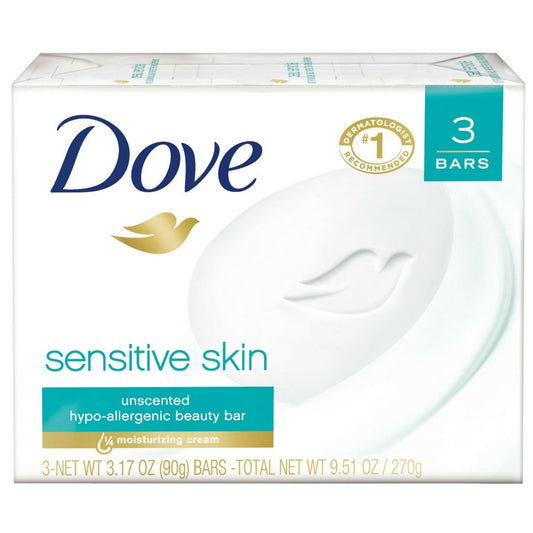 Dove Beauty Bar Sensitive Skin 3.17 oz, 3 Bar (Pack of 6)