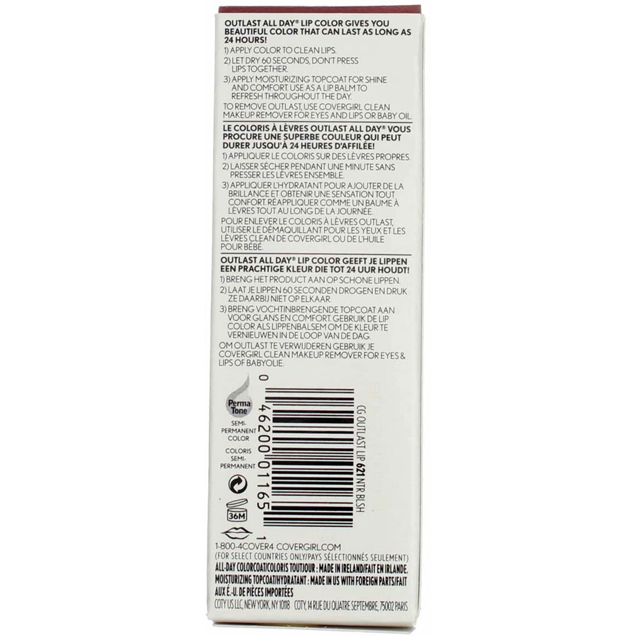 COVERGIRL Outlast Lipcolor, Natural Blush 621, 0.06 Fl Oz (Pack of 6)6