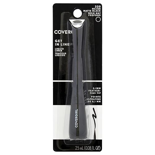 COVERGIRL Get In Line Liquid Eyeliner, Black Crystal, Long Lasting, 0.08 Ounces, Feather-Fine Tip, Contour-Grip Handle, Quick-Dry Liquid Eyeliner