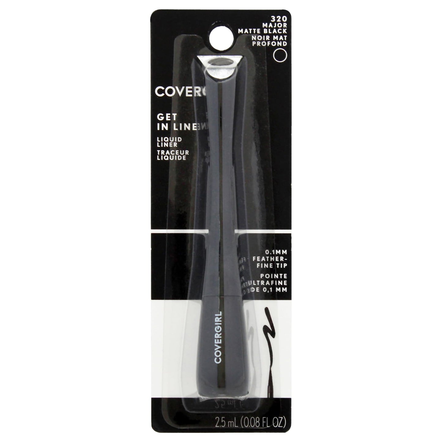 COVERGIRL Get In Line Liquid Eyeliner, Black Crystal, Long Lasting, 0.08 Ounces, Feather-Fine Tip, Contour-Grip Handle, Quick-Dry Liquid Eyeliner