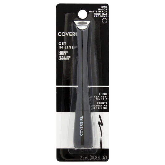 COVERGIRL Get In Line Liquid Eyeliner, Black Crystal, Long Lasting, 0.08 Ounces, Feather-Fine Tip, Contour-Grip Handle, Quick-Dry Liquid Eyeliner