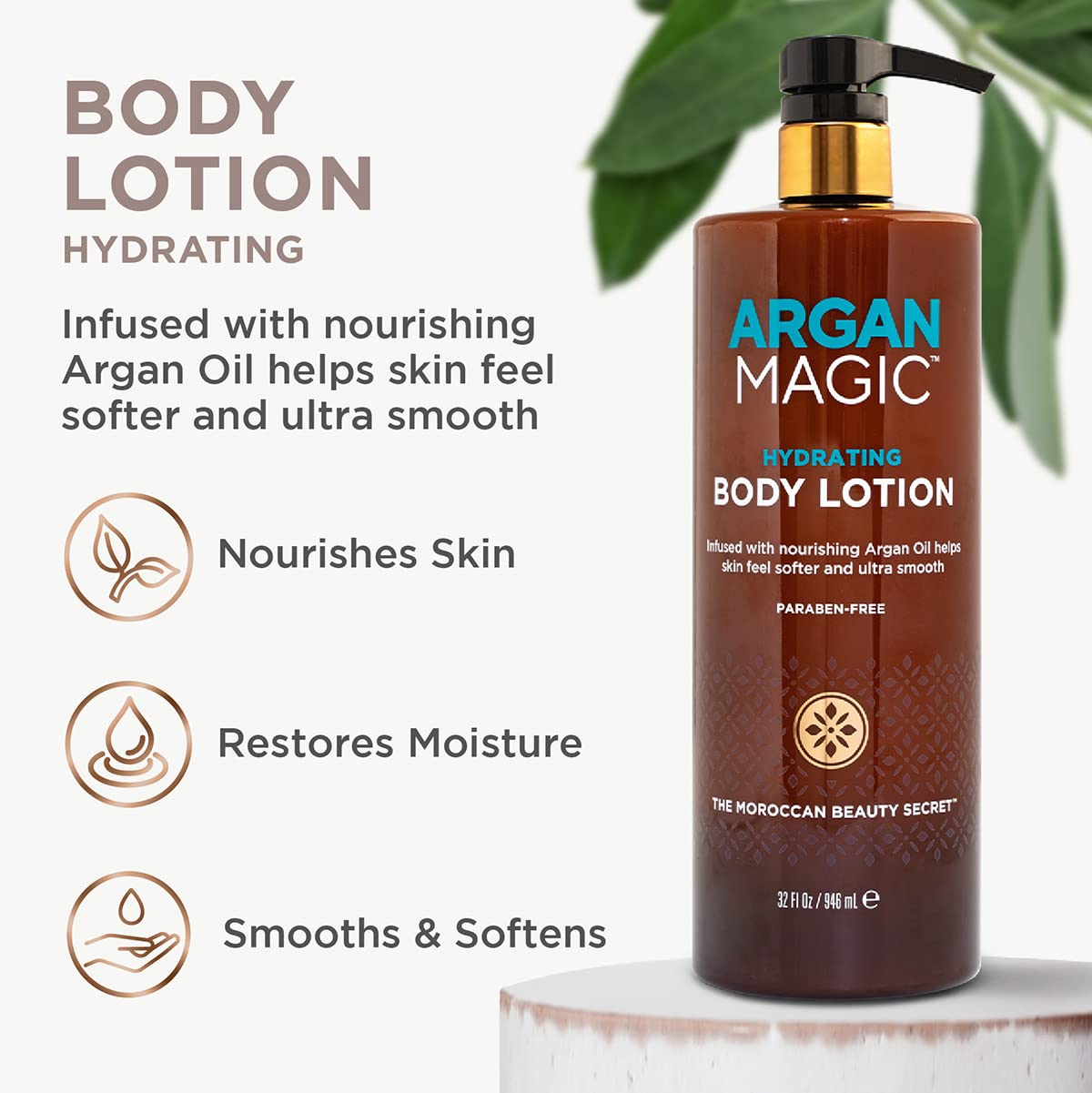 Argan Magic Hydrating Body Lotion with Argan Oil & Shea Butter for Dry Skin - Nourishes Skin, Restores Moisture, Smooths & Softens | Non-Greasy