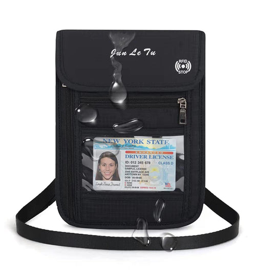 ROOSALANCE Passport Holder – RFID Blocking Travel Wallet with Visual Window, Waterproof Neck Pouch & Document Organizer for Men & Women, Black