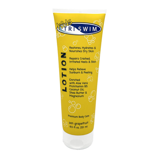 TRISWIM Kids Scented Swim Body Lotion 8.5 fl oz | Skin Hydrating Moisturizer Chlorine Removal with Aloe Vera | Zen Grapefruit