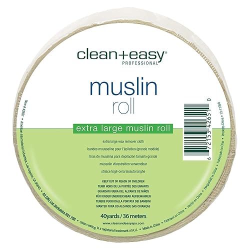 Clean + Easy Muslin Wax Strips - Extra Large Wax Strip Roll for Full Body & Facial Hair Removal, 3.5" x 40 Yards