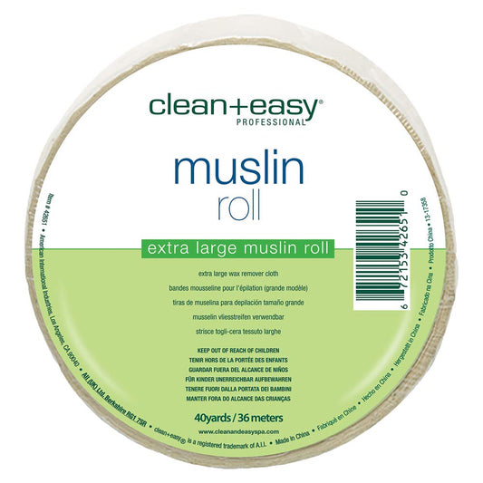 Clean + Easy Muslin Wax Strips - Extra Large Wax Strip Roll for Full Body & Facial Hair Removal, 3.5" x 40 Yards