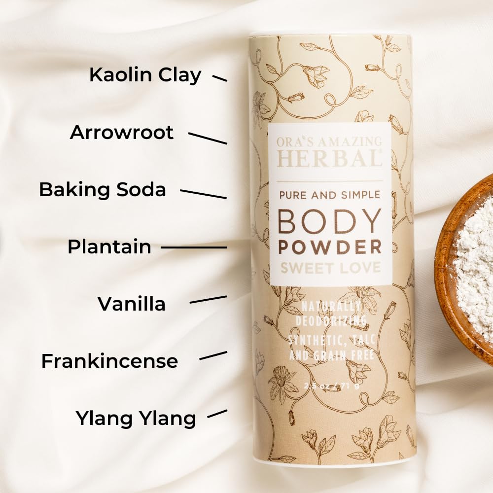 Ora's Amazing Herbal Body Powder for Women, Cornstarch and Talc Free Powder, Bath and Dusting Powder, Amber Oil, Frankincense Essential Oil Beauty and Personal Care Ora's Amazing Herbal