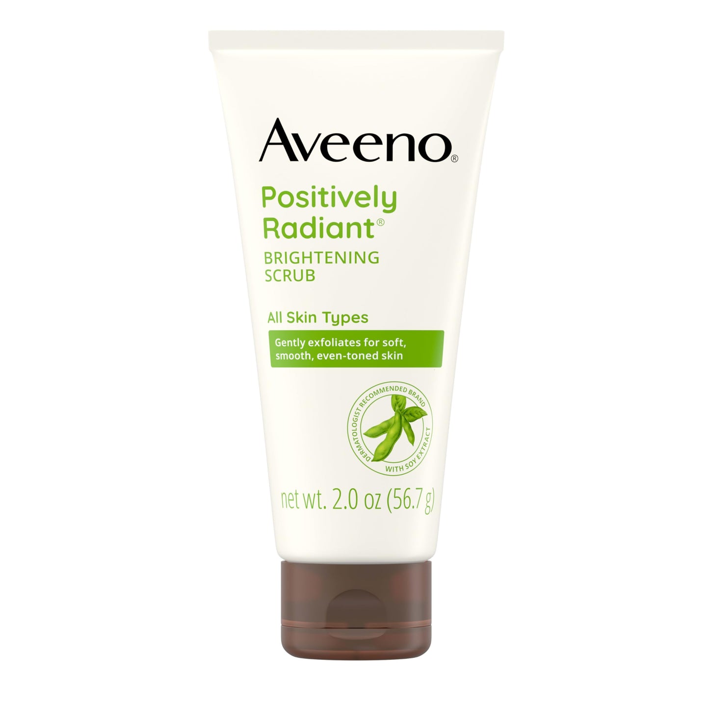 Aveeno Positively Radiant Skin Brightening Exfoliating Daily Facial Scrub, Moisture-Rich Soy Extract, helps improve skin tone & texture, Oil