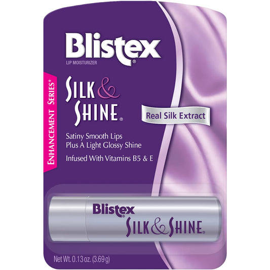 Blistex Silk & Shine Lip Moisturizer - Enhancement Series, Real Silk Extract, Infused with Vitamins B5 & E, 0.13 oz (3.69 g)