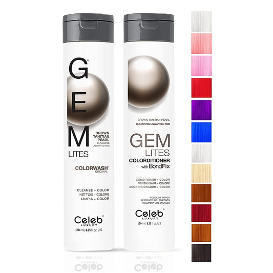 Celeb Luxury Gem Lites Duo Color Depositing Colorwash Shampoo & Conditioner Set + Bondfix Bond Rebuilder, Semi Permanent Hair Color, Vegan Hair Dye
