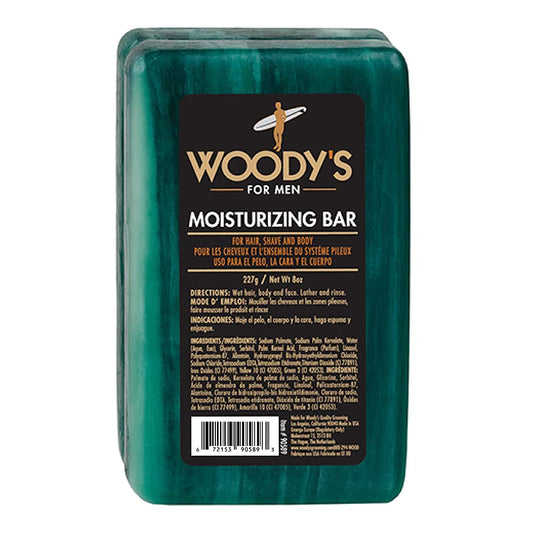 Woody's 3-in-1 Moisturizing Bar for Men, For Hair, Shave, and Body, All-Purpose Massage Bar Soap, Gentle Massage, Adds Moisture, for All Hair and Skin