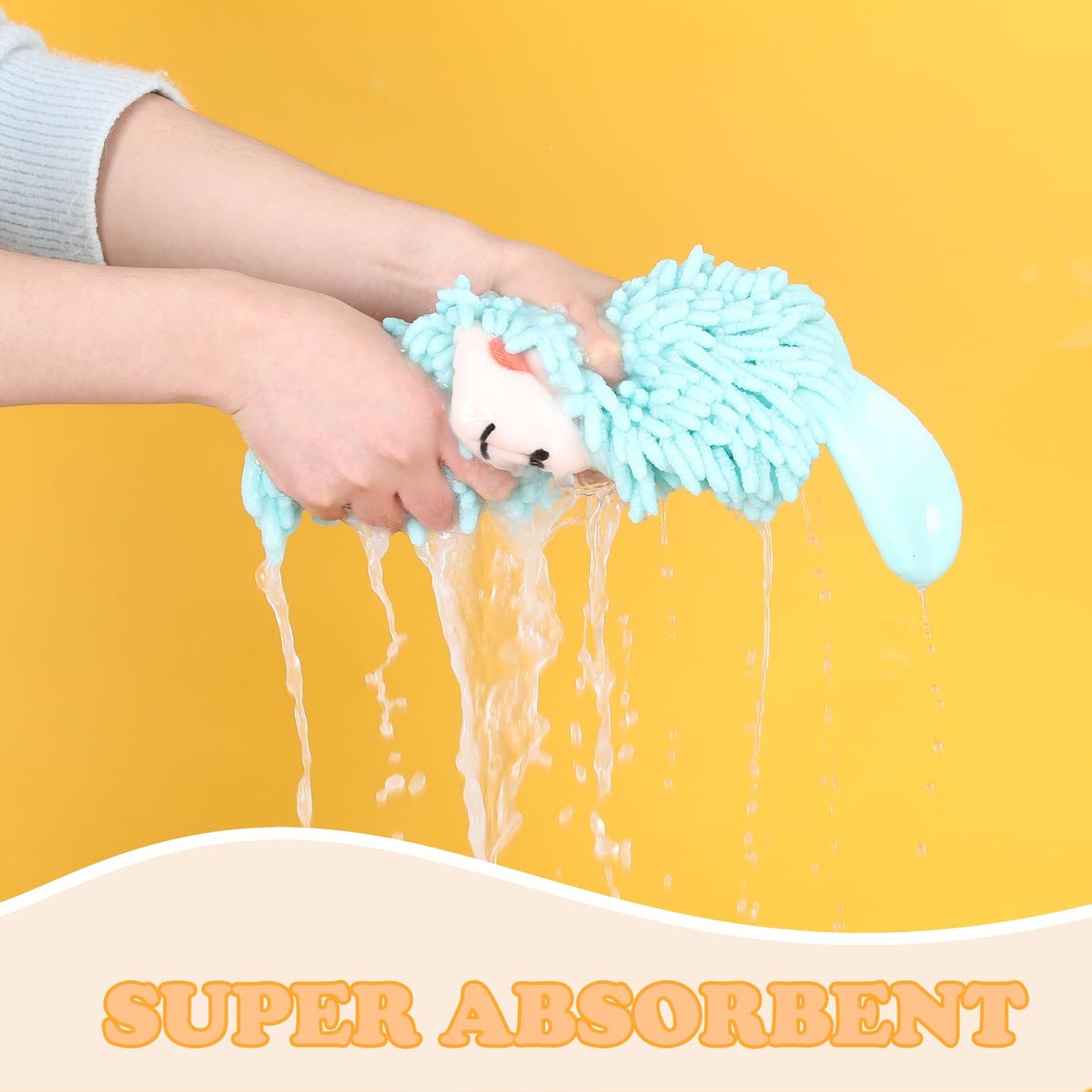 Tyrafry Cute Alpaca Hand Towel with Hanging Loop, Bathroom Animal Towel for Kids, Super Soft Chenille Absorbent Washcloth for Kitchen, Bathroom…