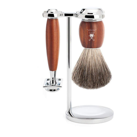 MÜHLE VIVO Plumwood 3-piece Pure Badger Safety Razor Shaving Set Beauty and Personal Care MÜHLE