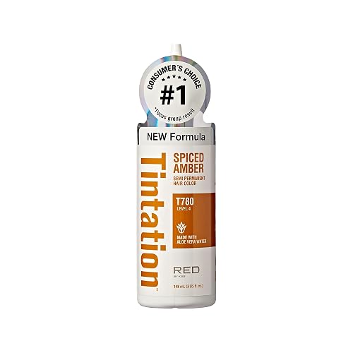 Red by Kiss Tintation Semi-Permanent Hair Color, Aloe Vera Water Based, Argan Oil, Olive Oil, Collagen & Keratin, Long-Lasting Color Dye (Spiced
