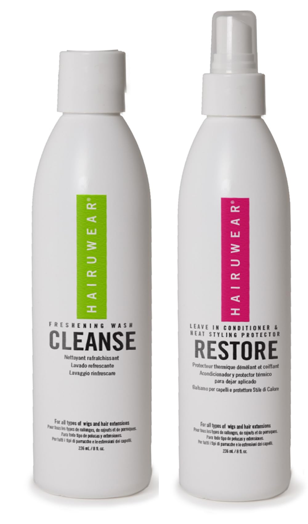 Wig Care Shampoo & Conditioner Kits: 8oz Cleanse, Rstore, Curl, or Control, Wide Tooth Comb or Wig Stand (8oz Cleanse & Restore)