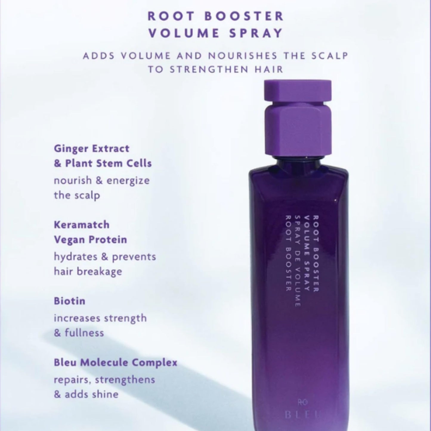 R+Co BLEU Root Booster Volume Spray - Instant Root Lift & Volume Spray for Fine, Thin Hair - Lightweight Formula Adds Body & Fullness - Touchable