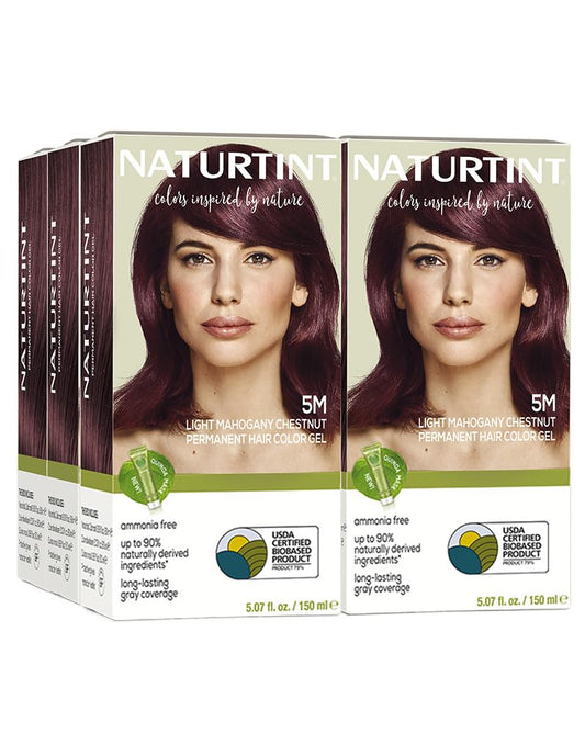 Naturtint 5M Light Mahogany Chestnut Permanent Hair Color (Pack of 6), Ammonia Free, Vegan, Cruelty Free, up to 100% Gray Coverage, Long Lasting