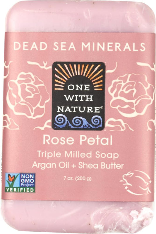One With Nature Dead Sea Mineral Soap, Rose Petal, 7-Ounces (Pack of 6)
